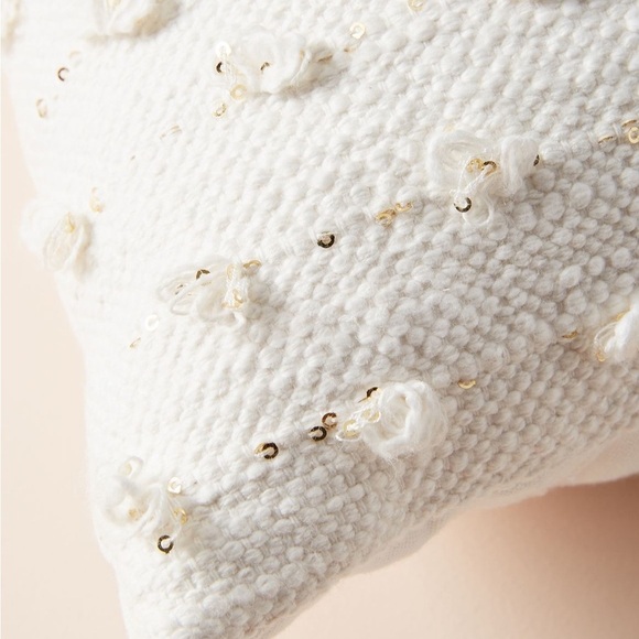 Anthropologie Woven Landen Pillow Cover Case Off White & Gold Rectangle home - Picture 4 of 10